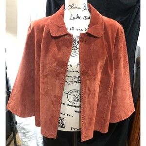 Vintage Coldwater Creek Leather Coat 3/4" length sleeves Size XL